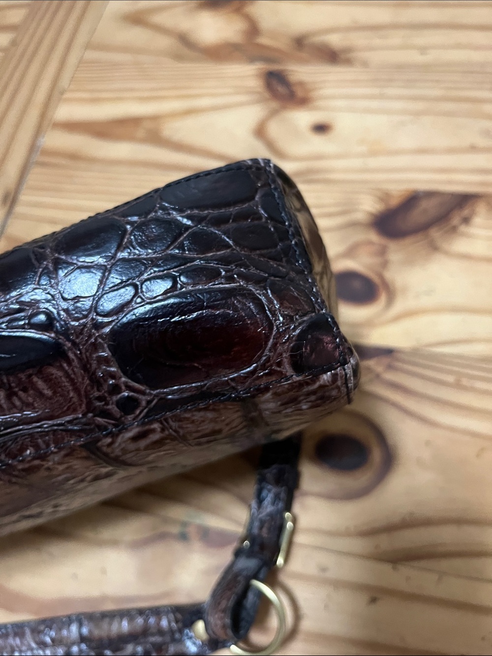 BRAHMIN VINTAGE Espresso Brown Croc Emboss Leather Shoulder Bag Limited Edition - Picture 12 of 14